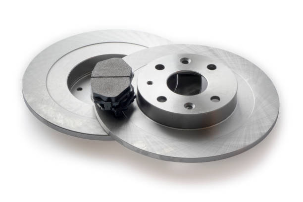 istock New car brake disc and brake linings on white background 889771466