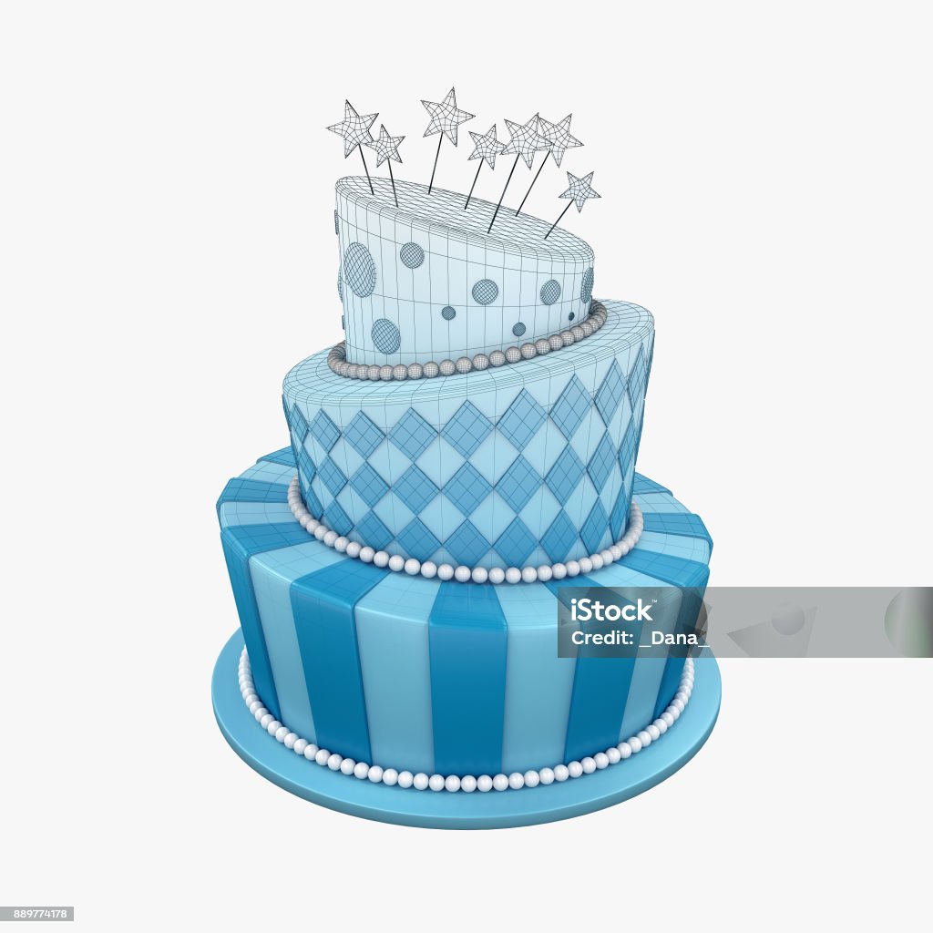 3d Illustration Of Big Birthday Cake Stock Photo - Download Image ...