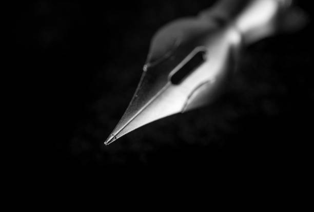 Pen nib closeup black and white