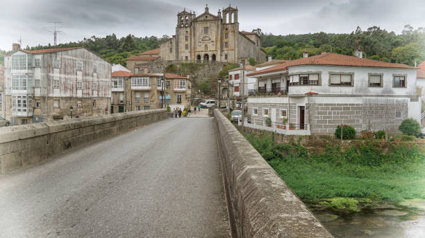 Padron, Spain - September 10, 2017: Cityscape of Padron with the Convento del Carmen on September 10, 2017 in Galicia, Spain