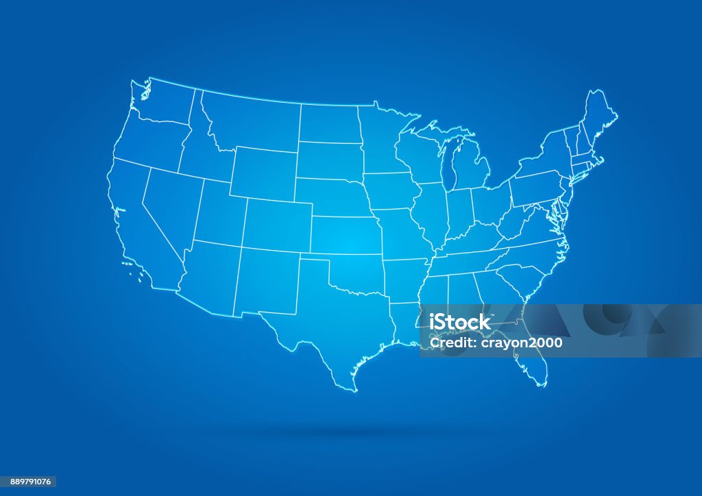 미국 지도 현대적인 스타일 블루 - 로열티 프리 미국 벡터 아트