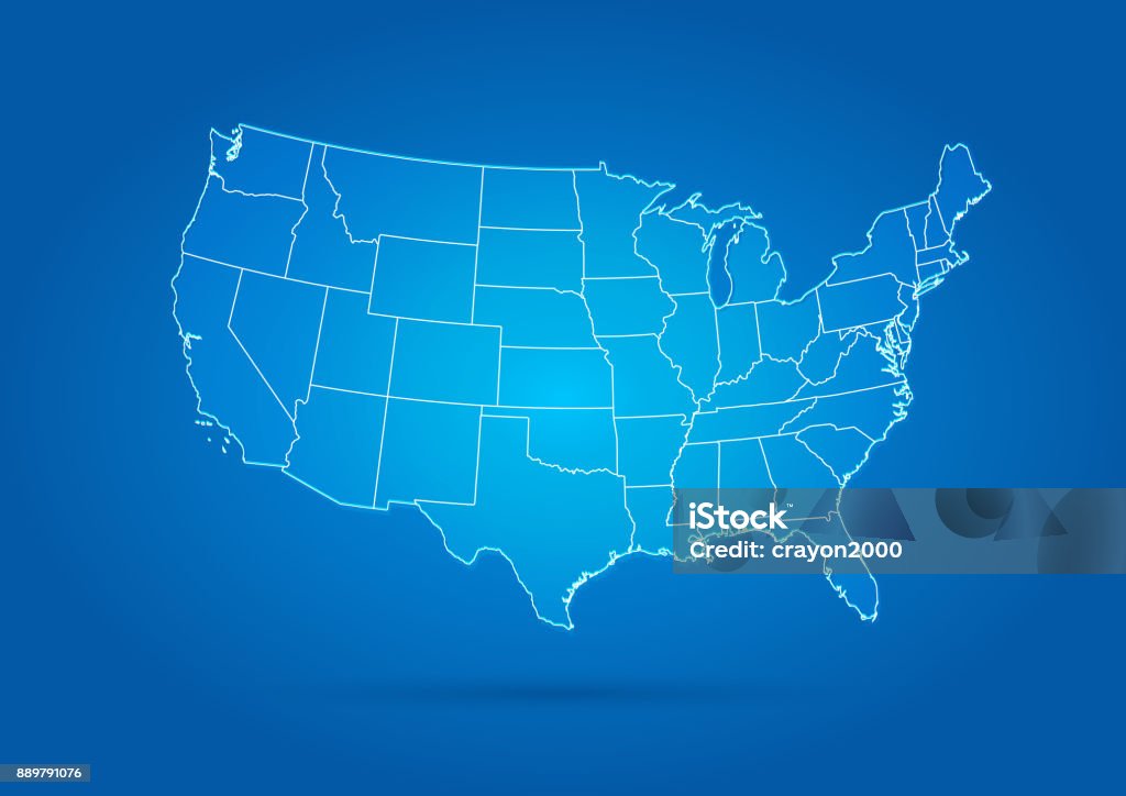 USA map modern style blue Note to the inspector: USA stock vector