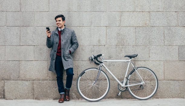 istock Bicyclist texing in the city 889793674