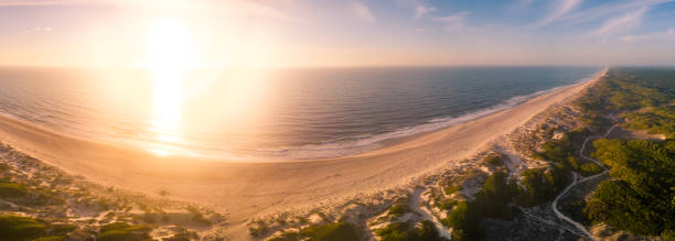 istock Aerial view of beach at sunset 889811668