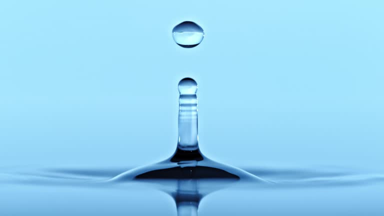 SLO MO LD Drop of water falling on water surface creating another droplet