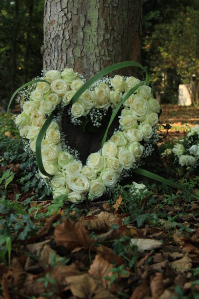 istock Heart shaped sympathy flowers 889836636