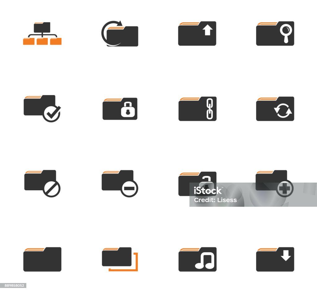 Folder Icons Set Stock Illustration - Download Image Now - Abstract ...