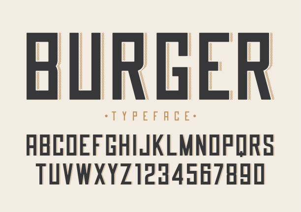 Burger vector retro regular font design, alphabet, typeface, typ Burger vector retro regular font design, alphabet, typeface, typography typesetter stock illustrations