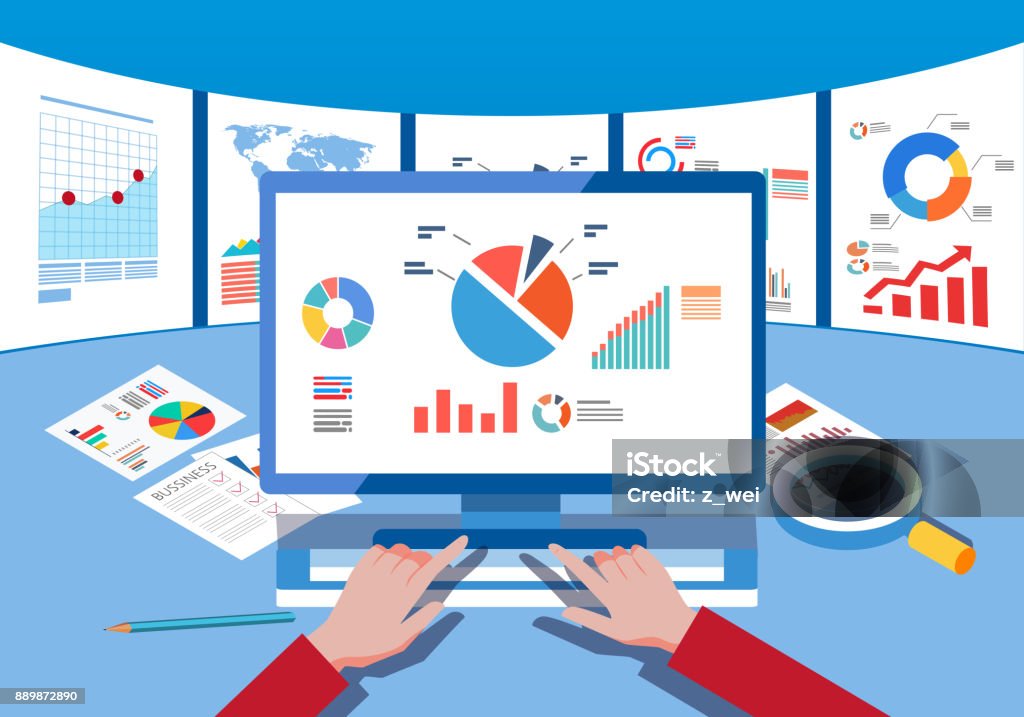 Data monitoring and analysis Report - Document stock vector