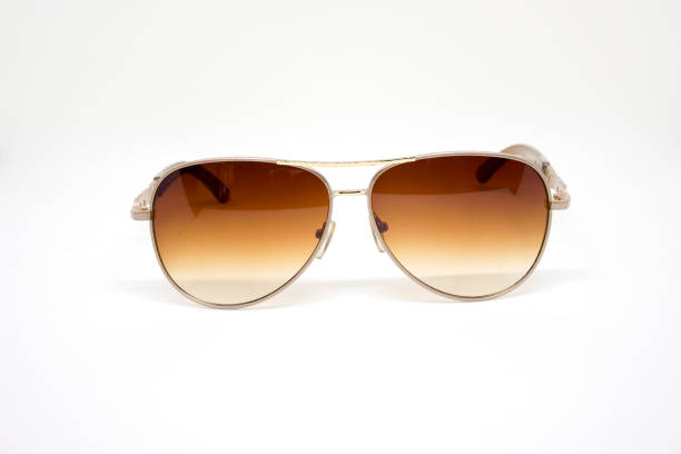 istock Brown Sunglasses with Metal Frame on White Background 889872986