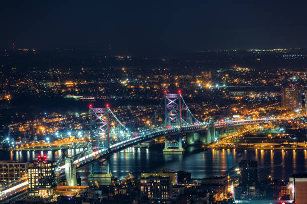 istock Aerial view of Ben Franklin Bridge 889892420
