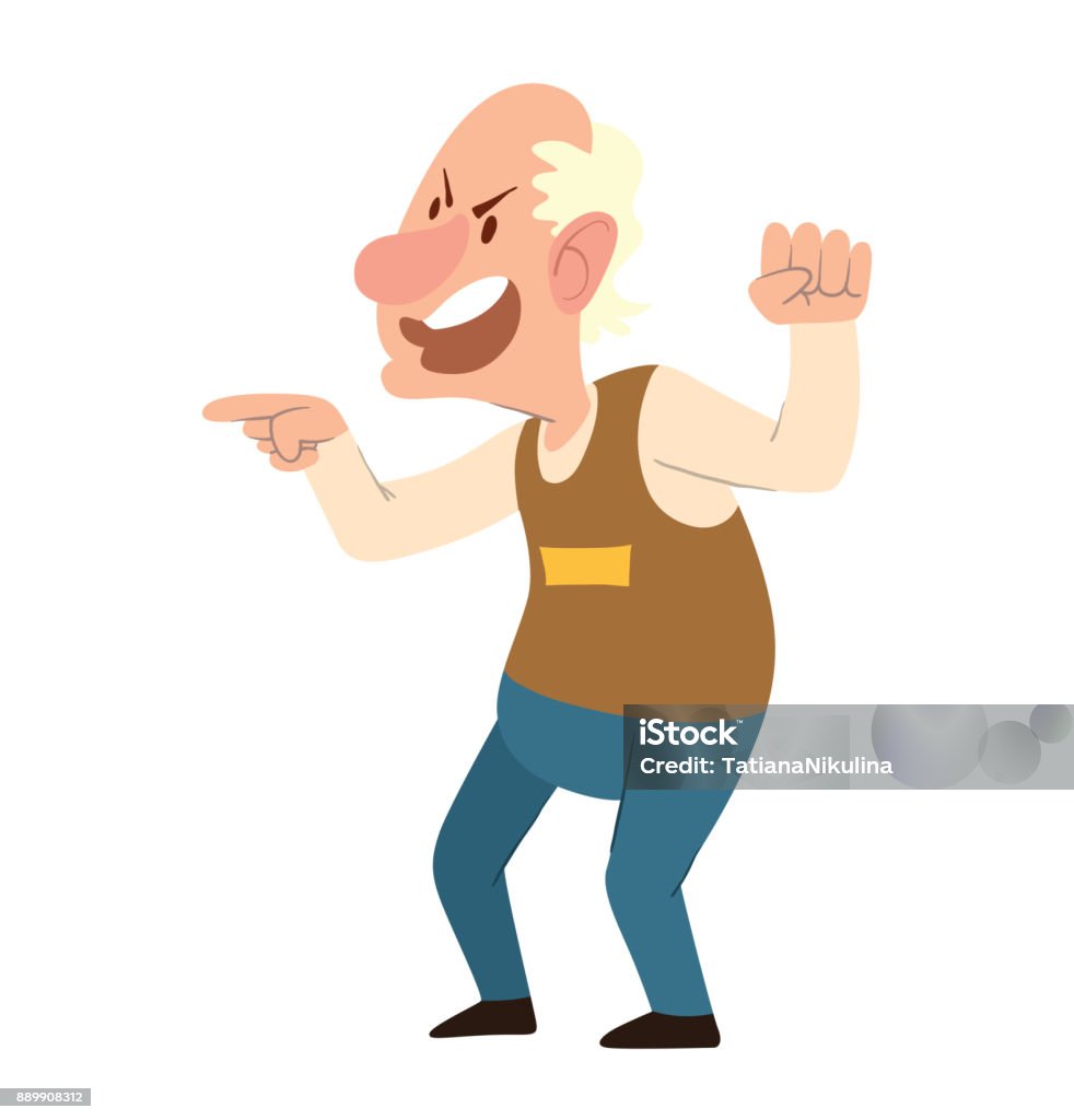 Funny Angry Balding Old Man Stock Illustration - Download Image Now -  Senior Men, Shouting, Anger - iStock