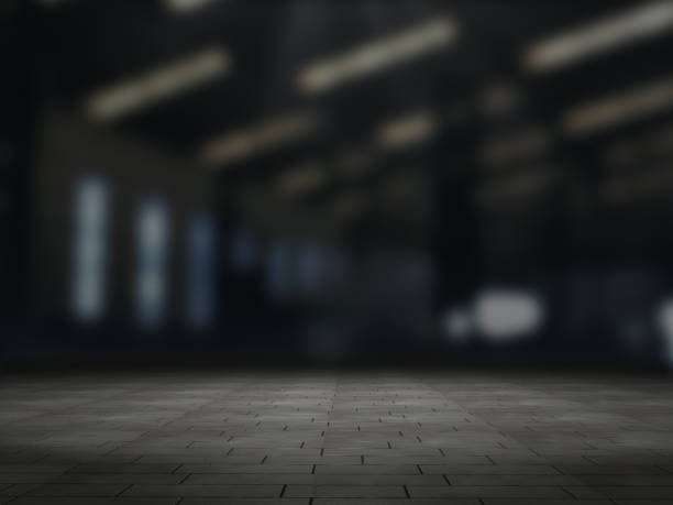 istock Warehouse empty,Pedestal. Platform.Product showcase background Warehouse blurred 889911116