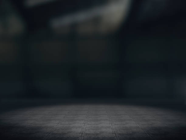 istock Warehouse empty,Pedestal. Platform.Product showcase background Warehouse blurred 889913142