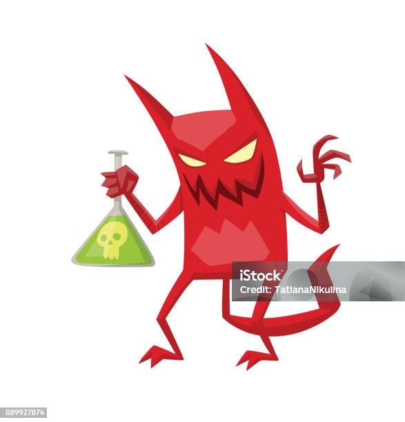 Funny Red Devil With Poison Stock Illustration - Download Image Now - Acid,  Animal, Animal Body Part - iStock