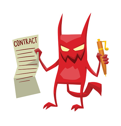 Smiling Devil Contract Funny Red Devil With A Contract Stock Illustration - Download Image Now ...