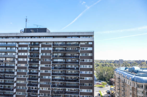 istock Modern condo buildings with huge windows in Montreal 889938692