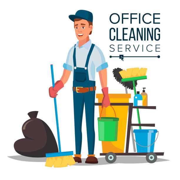 Office Cleaner Vector Cleaner And Cleaning Equipment Sweeper The Floor  Cartoon Character Illustration Stock Illustration - Download Image Now -  iStock