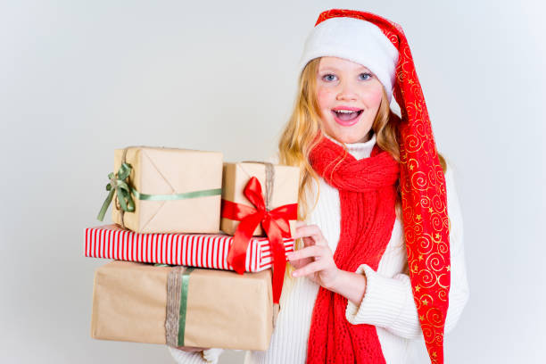 istock Girl wearing christmas cap 889968476