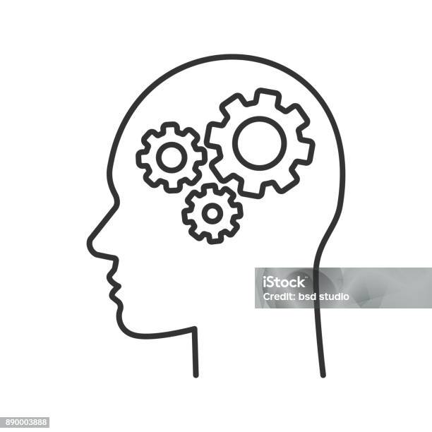 Human Head With Cogwheels Inside Icon Stock Illustration - Download Image Now - Gear - Mechanism, Head, Contemplation