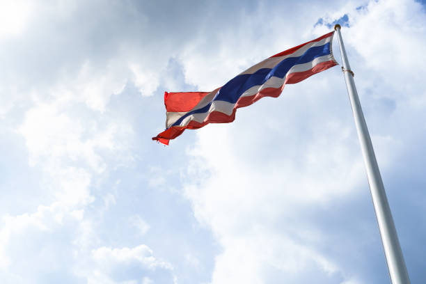istock Waving flag of Thailand on blue sky 890011350