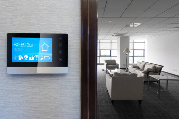 istock smart screen with smart home with modern living room 890072792