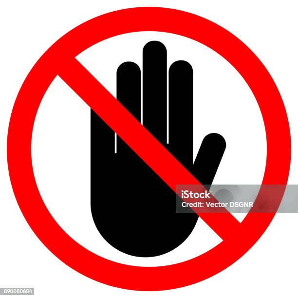 No Entry Sign Stop Palm Hand Icon In Crossed Out Red Circle Vector Stock Illustration - Download Image Now