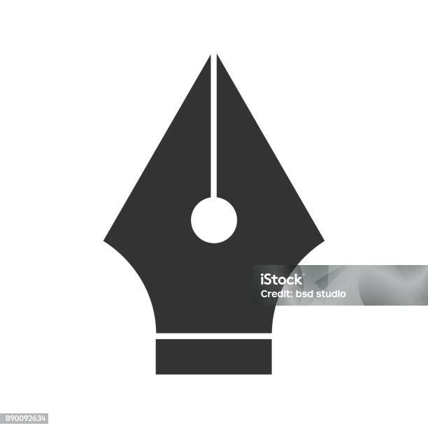 Füllhalter Feder Symbol Stock Vektor Art und mehr Bilder von Federspitze - Federspitze, Werkzeug, Stift