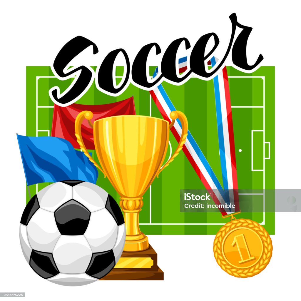 Fundo de futebol ou futebol com bola e futebol símbolo. Ilustração de esportes - Vetor de Gol de futebol royalty-free