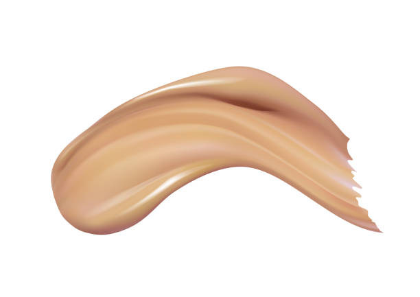 istock Cosmetic liquid foundation cream smudge smear strokes. Make up smear isolated on white background 890101122