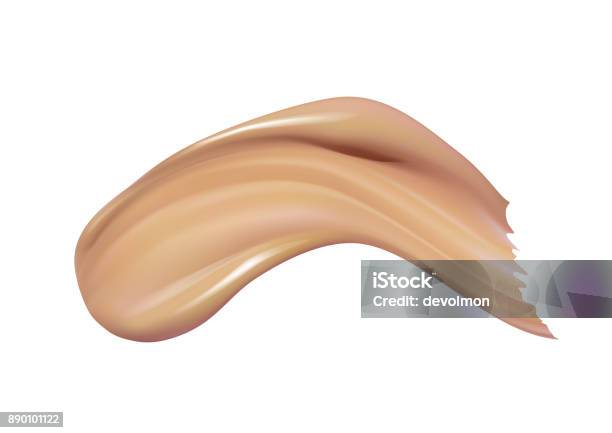 Cosmetic Liquid Foundation Cream Smudge Smear Strokes Make Up Smear Isolated On White Background Stock Illustration - Download Image Now
