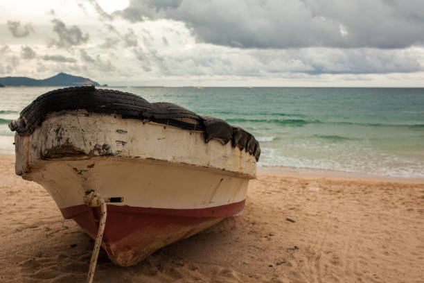 istock boat on beach of china 890101212