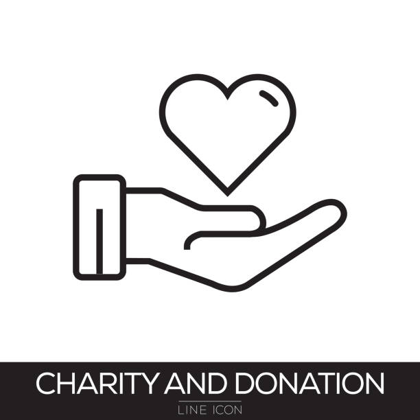 stockillustraties, clipart, cartoons en iconen met liefdadigheid en donatie lijn pictogram - opluchting
