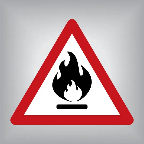 Vector illustration of Flammable Fire Warning Sign