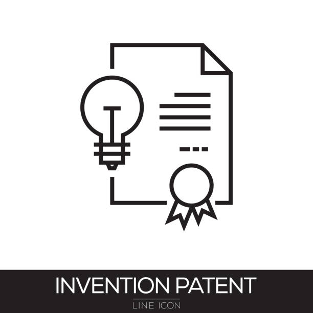 illustrations, cliparts, dessins animés et icônes de icône de ligne brevet d’invention - propriété intellectuelle