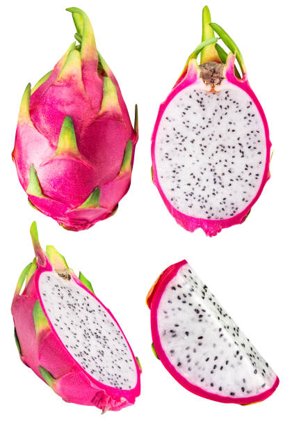 fruit du dragon, pitaya isolé sur fond blanc - fruit du dragon photos et images de collection