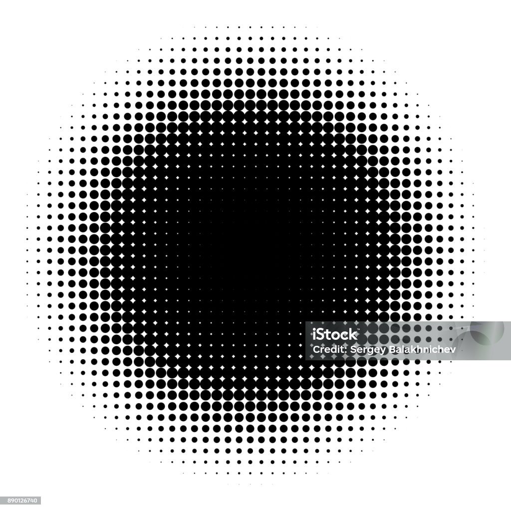 Halftone element isolated on white background. Circular halftone pattern. Radial gradient. Vector illustration Halftone element isolated on white background. Circular halftone pattern. Radial gradient. Vector Spotted stock vector