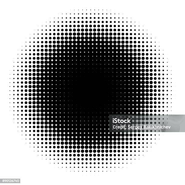 Halftone Element Isolated On White Background Circular Halftone Pattern Radial Gradient Vector Illustration Stock Illustration - Download Image Now