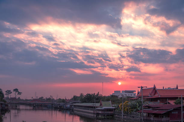istock Thailand rural. Vibrant color panoramic sunset and sky with cloud on a cloudy day 890132452