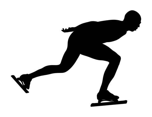 illustrazioni stock, clip art, cartoni animati e icone di tendenza di speedskater atleta dinamico - sport winter speed skating speed