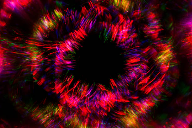istock Abstract line from LED light with mirror on the black background. 890141490