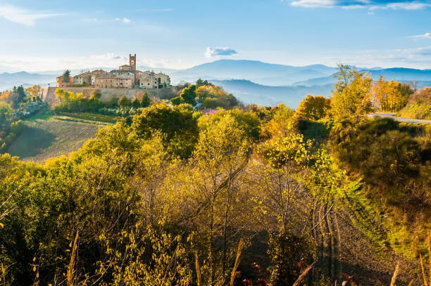 Village of Montefabbri in Italy The little village of Montefabbri on a hill of the Italian Marche region marche italy photos stock pictures, royalty-free photos & images