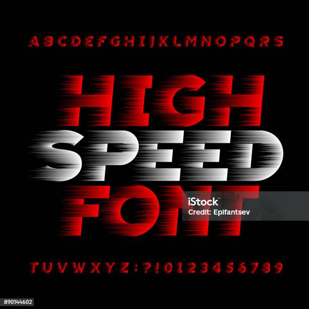 High Speed Alphabet Vector Font Wind Effect Type Letters Stock Illustration - Download Image Now