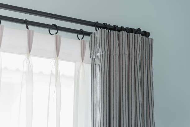 istock closed up of modern window curtain 890150462