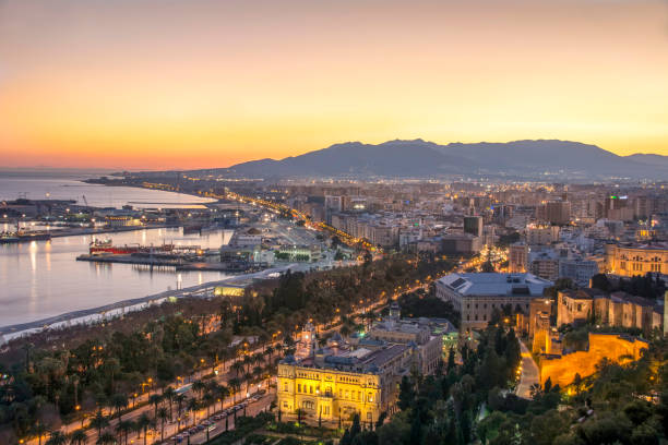 istock Malaga Port From Gibralfaro at Dusk 890164428