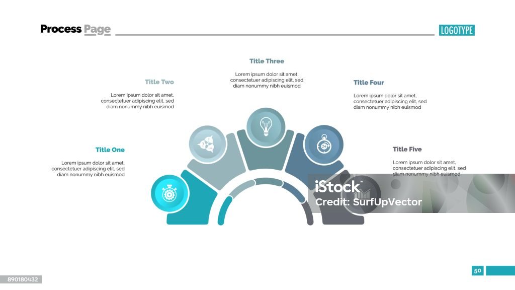 Process Chart With Five Elements Slide Stock Illustration - Download ...