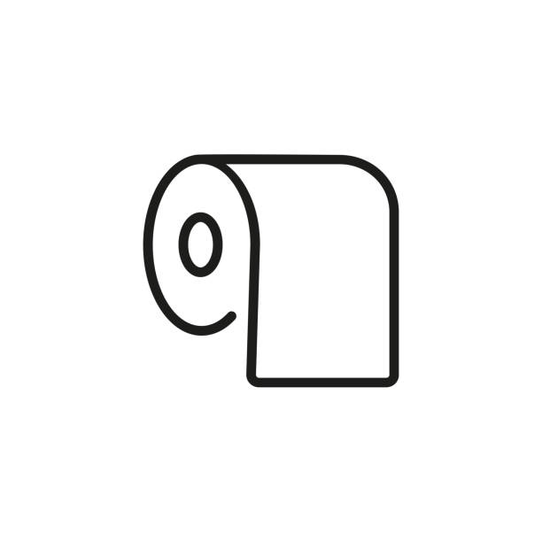 Bath tissue line icon Line icon of bath tissue. Paper toilet, hygiene, bathroom. Water closet concept. Can be used for topics like public services, household goods, sanitary defection stock illustrations