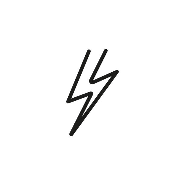 illustrazioni stock, clip art, cartoni animati e icone di tendenza di icona della linea lightning - fondo raggera