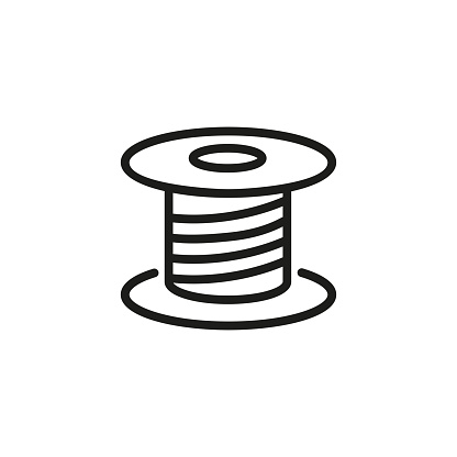 Line icon of spool. Sewing, thread, cable. Needlework concept. Can be used for topics like hobby, tailoring, electricity