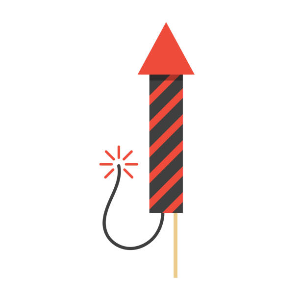 красный рождественский фейерверк значок ракеты - firework display traditional festival bomb explosive stock illustrations